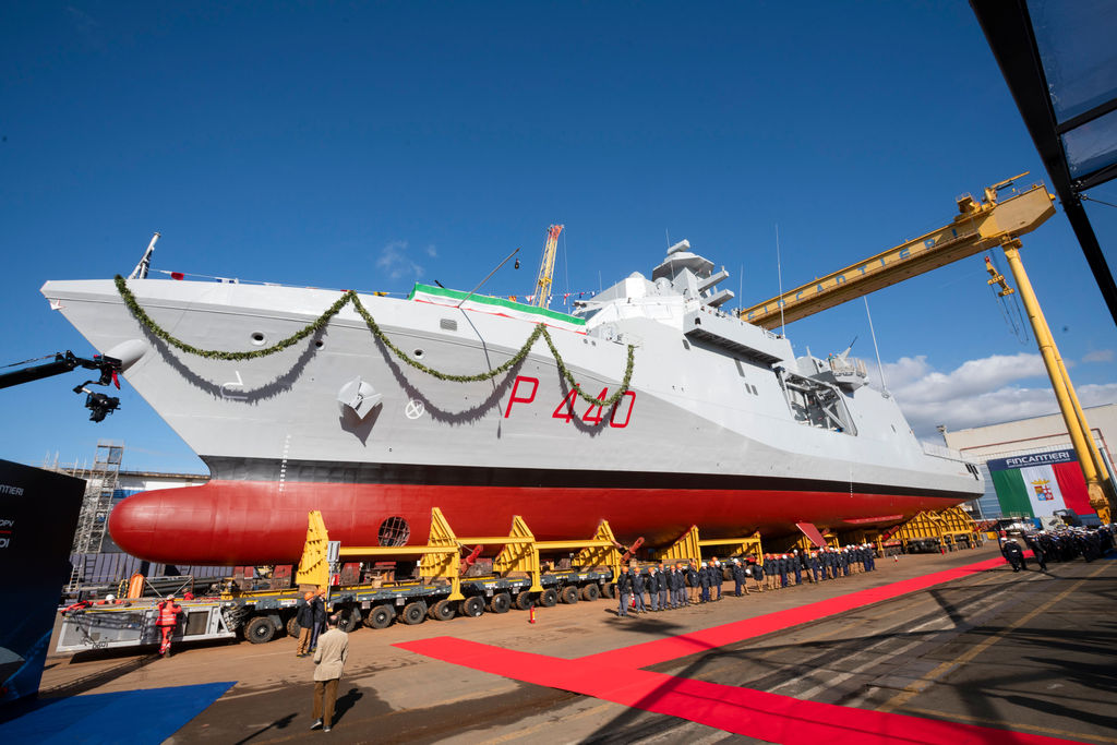 Fincantieri: paleidžiamas pirmasis naujos kartos patrulinis laivas, skirtas Italijos kariniam jūrų laivynui